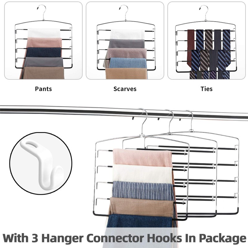 FeeraHozer Pants Hangers Non Slip 3 Pack Space Saving Hangers