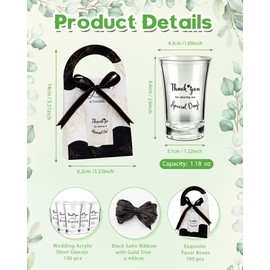 Dzlvaier Wedding Favors for Guests-100 Sets Acrylic Clear Wedding Party favors bulk Shot Glasses,Plastic Glasses Thank You Gifts with Treat Boxes for Bridal Shower Friends Family Guests