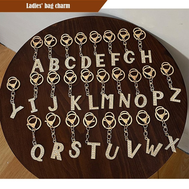 [Rigral] Initial Key Chain Bag Charm Alphabet Key Ring Carabiner