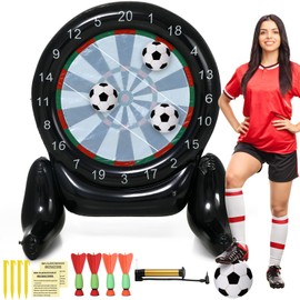 Blueweenly 59'' Inflatable Giant Kick Darts Game Set Jumbo Soccer Darts Inflatable Soccer Dart Board Outdoor Soccer Target Dartboard with Soccer Balls for Adults Kids Lawn Backyard