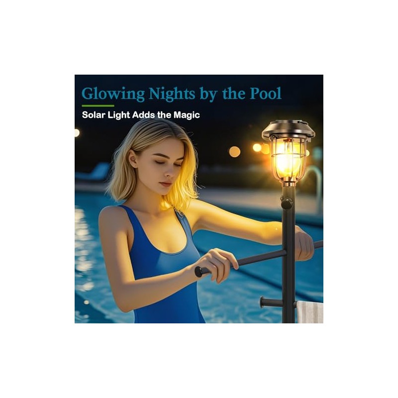 Sturdy & Solar-Powered Pool Towel Rack Outdoor - Adjustable Towel