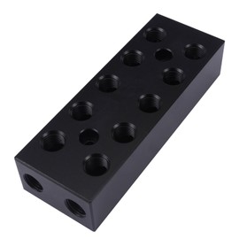 Dual-Row Air Manifold,Air Compressor Manifold, Air Inline Manifold Block Splitter, Pneumatic Distribution Block, Compatible with Air, Water, Oil,1/4" NPT Port (Dual-Row 5 Way 7 Port)