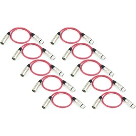 Adam Hall Cables K3MMF0050RED Microphone Cable XLR Female to XLR Male DMX Audio Cable 3-Pin (0.5 m, Red, 10) Pack of 10