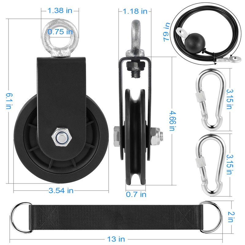 Cable Pulley Rotation Traction Wheel 3.54in/90mm Silence Smooth Detachable 360