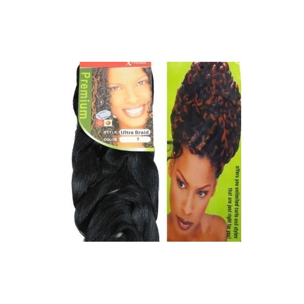 African X-pression Hair Braiding Premium Original Ultra Braid(4packs), Color #1 by X-pression