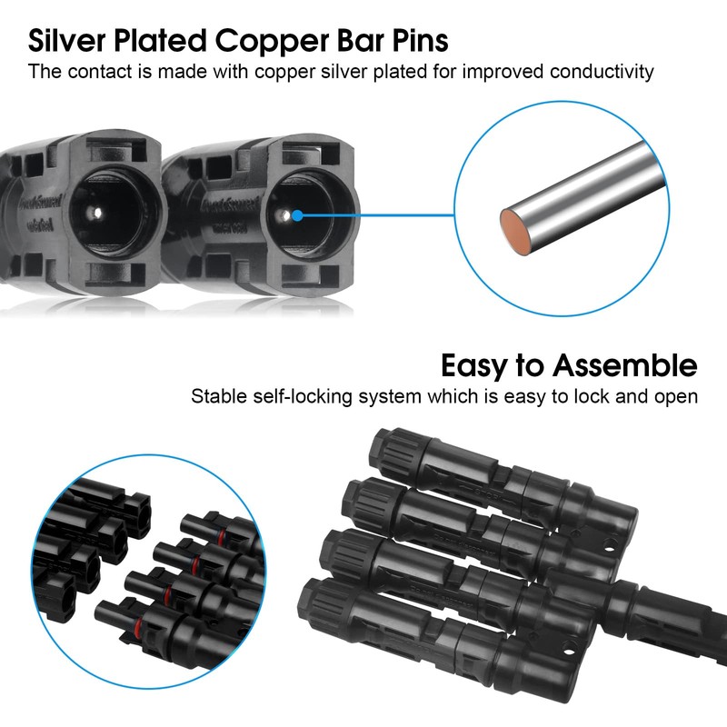 PAEKQ 4 to 1 Solar Panel Connectors T Branch Connectors