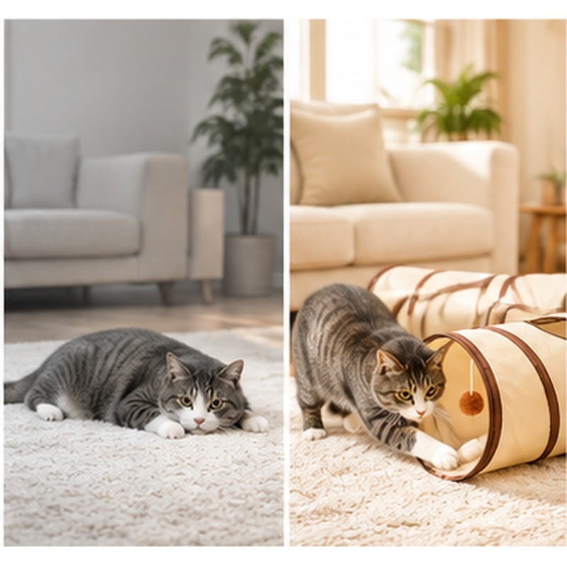 Collapsible Cat Tunnel for Indoor Cats - Foldable Play Tube