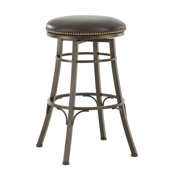 Steve Silver Bali Backless Swivel Bar Stool, Upholstered Seat with Metal Base, Brown Bar Stool, 18" W x 18" D x 30" H, (BL500SBC)