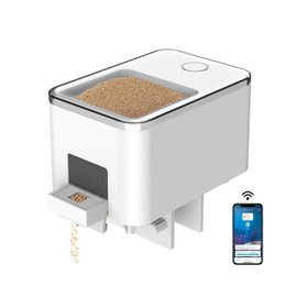 GEZIEKID WiFi Automatic Fish Feeder for Aquarium, Food Dispenser for Fish Tank with App Control, USB Powered Suitable for Small Tank Pelleted Food White
