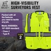 Global Glove FrogWear High-Visibility Kitchen Sink Premium Surveyors Safety Vest,