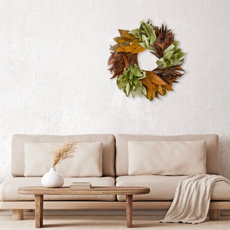 ANDALUCA Harvest Burnt Orange Natural Willow Eucalyptus Wreath