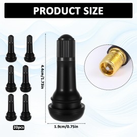 20 Pcs Valve Stems TR413 Tire Valve Stems Black Rubber Snap-in Tires Valves Stem Replacement Kit for Trucks Lawn Mowers Trailers 0.453 inches 11.5mm Rim Holes
