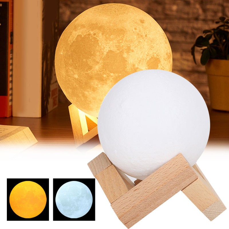 Moon Table Light 3D Printing Night Lamps Charging Bedroom for