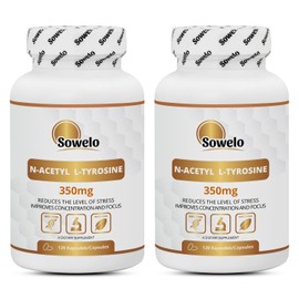 Sowelo N-Acetyl L-Tyrosine I 350 mg I Gemüsekapseln I NALT Nahrungsergänzungsmittel I Reduziert das Stressempfinden I 120 Tabletten (2-Pack)