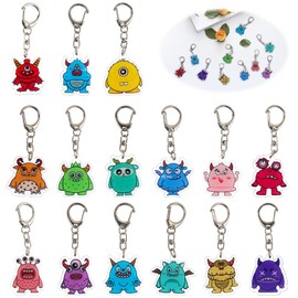 Monster Keyring Acrylic Keyring Children's Birthday Key Ring Pendant Key Ring Monster Figures Key Ring for Boys Girls Monster Theme Party Gifts Pack of 15