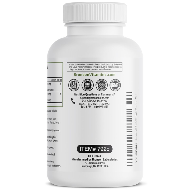 Bronson Milk Thistle Silymarin Marianum & Dandelion Root Liver Health