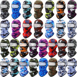 Vicenpal 30 Pcs Sun Protection Balaclava Face Mask Men Ski Mask Full Face Cover Face Balaclava Ski Mask Winter Mask (Camo Colors)