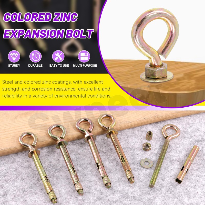 Swpeet 8Pcs M6 Thread Wall Concrete Brick Expansion Screws Closed