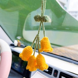 Rear View Mirror Accessories,Cute Car Accessories Aesthetic,Handmade Knitted Rear View Mirror Pendant Ornament,Kawaii Car Decor， for Car Cecorations Home Decorative Pendantscar Decorations