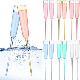 SiliFine 12pcs Floating Wine Glass for Pool 6oz Acrylic Champagne Flutes Unbreakable Stemware Party Drinking Goblet Cup Juice Beverage Drinking Cups Cocktail Glass Summer Beach Party Favor (Colorful)