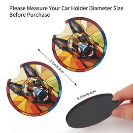 Belgian Malinois Lovers Car Coasters - 2pcs Dog Lovers Drink Coasters, Belgian Malinois Dog Themed Decor Gift for Belgian Malinois Moms & Dads