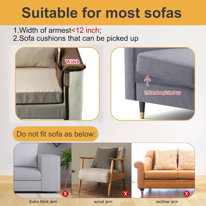 Upgraded Cat Scratch Furniture Protector,Cat Scratch Sofa Arm Sheild with