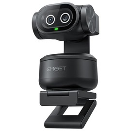 eMeet PIXY Webcam PTZ 4K con Doble Cámara Tecnología y Seguimiento IA, Enfoque Automático de 0.2s PDAF, Sensor de 1/2.55'', 3 Micrófonos, Compatible con OBS/Twitch/Switch 2