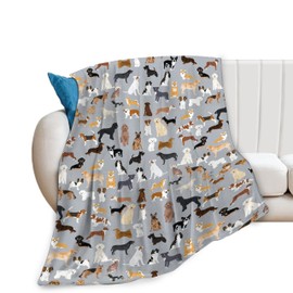 Dogs Pattern Throw Blanket Grey Dogs Decor Blanket Super Cozy Plush Lightweight Soft Plush Flannel Fleece Blanket Gifts for Dog Lovers Girls Boys Kids Women Men for Sofa Bed Couch 40"X50"