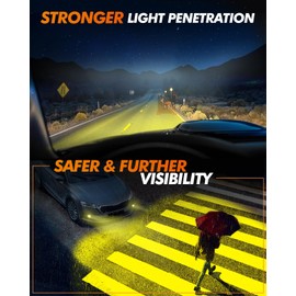 SEALIGHT 5202 LED Fog Light Bulbs Yellow, 12000LM 24W Strong Penetration 5202 5201 PS19W PS24W Fog Light Bulbs LED, 3000K Amber Yellow Fog Lights LED with 5530 CSP Chips. Pack of 2