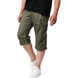 OUTDOOR PRODUCTS Men's Cargo Pants, Cool to the Touch, Loose Fit, 3/4 Length, Solid Color, Cargo, Half Pants, Trousers, Cropped Shorts, Khaki, M