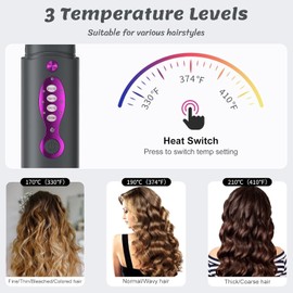 OBEST Plancha de pelo inalámbrico, Rizador sin Cable 2 en 1, Plancha de calentamiento rápido, 5000mAh Mini Plancha de Pelo Portátil de Viaje con Titanio, 3 Temperaturas Ajustables