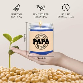 CWEGSJ Funny Dad Gifts from Daughter Son Father 7oz Sandalwood Scented Soy Candle for Step Dad Birthday Father’s Day Gift (Candle-PAPA)