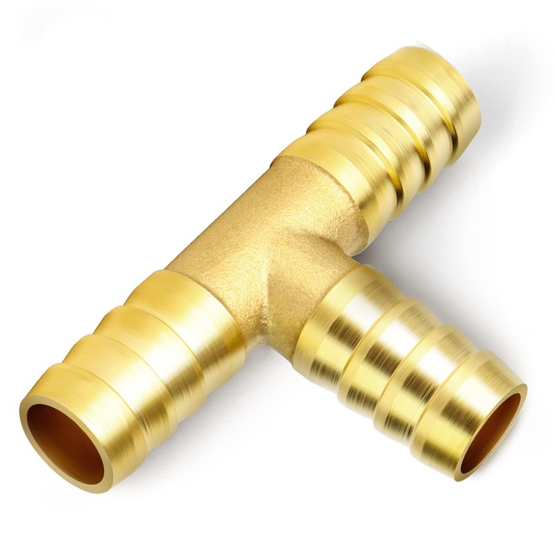 ERGAOBOY 5 Pcs 6mm Brass Hose Barb Tee, 3 Way