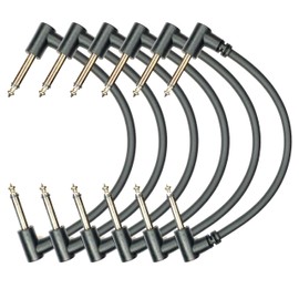 Kurrent Electric 1/4 Mono TS Guitar Effects Pedal Patch 6"" Cables (6), Black