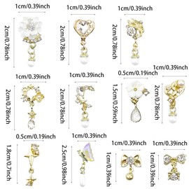 22PCS Flower Nail Charms, 3D Nail Art Accessories Chrome Hearts Nail Charm Nail Rhinestones Gems Vintage Metal Nail Art Decorations Nail Jewelry for DIY Nail Accessories