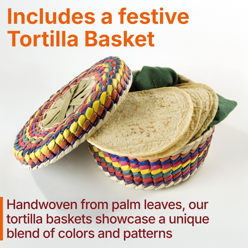 Mexican Molcajete Bowl with Tortilla Basket by Verve Culture, Basalt