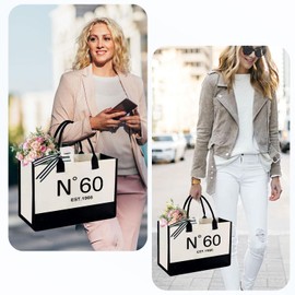 KDBDSYZB 60th Birthday Gifts for Women Canvas Tote Bag, Unique 60 Year Old Birthday Gifts for Wife Mom Sister Aunt Friends Her, 1966 Beach Bag and Cosmetic Bag