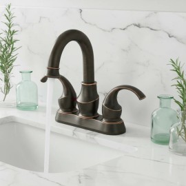 USA Local Stock 4 Inch Hot/Cold Dual Double Deck 3-Hole American Style Bathroom Washbasin Faucet Ceramic Disc Valve Core DurableColor: ORB, Surface Finishing: General