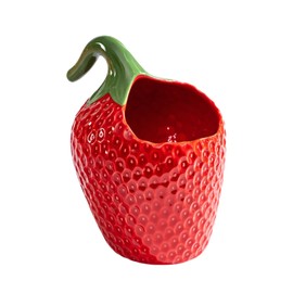 HAN SHENG Decorative Ceramic Strawberry Utensil Holder - Cute Kitchen Countertop Organizer for Spoons, Forks & Cooking Tools, Durable Flatware Storage, Stylish Home Decor Gift Idea