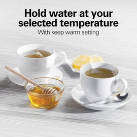 Hamilton Beach 1.7L Electric Tea Kettle, Water Boiler & Heater, LED Indicator, Built-In Mesh Filter, Auto-Shutoff & Boil-Dry Protection, Cordless Serving, Variable Temp, Clear Glass (40941R)