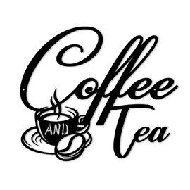 Monlyey Coffee and Tea Metal Sign | Coffee Bar Hanging Signs for Wall Decor | Black Metal Coffee Cup Hanging Wall Art Signs for Coffee Bar Home Kitchen Office Wall Decoration (11 inches)