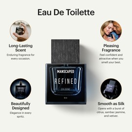 MANSCAPED® Refined® Cologne, Men's Eau de Toilette Body Spray with Burst of Citrus, Sambac Jasmine, Vetiver, Paraben-Free, 50ml