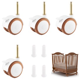 Pack of 4 office chair castors, castors for office chairs, furniture castors, castors for furniture, for cot, baby bed, bassinet with wheels, furniture castors with brake, free-wheel, quiet, suitable