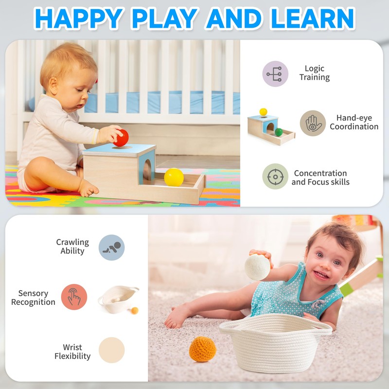 WOODMAM Montessori Toys for Babies 6-12 Months, 9 in 1
