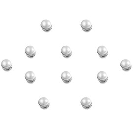 JEWSUN Bridal veil Wedding Veil Weights Magnetic Double Sided Artificial Pearls (White round pearl silver button, 12)