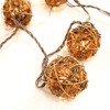 LIDORE 10 Counts Brown Rattan Balls String Light. Warm White