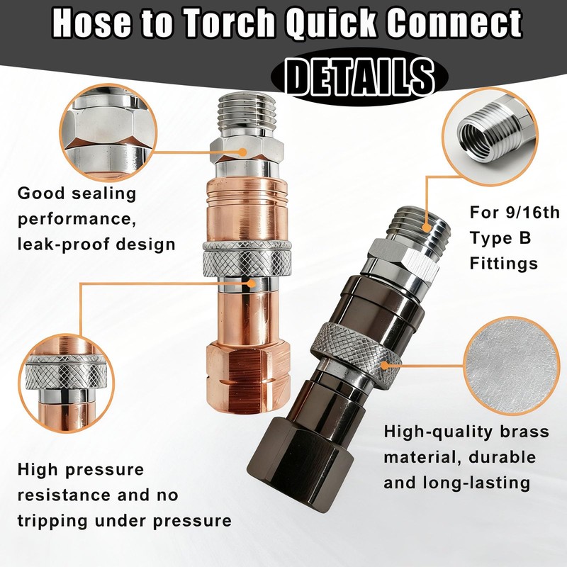 Oxy Acetylene Torch Hose Quick Connects B-Size 9/16"-18 4PCS