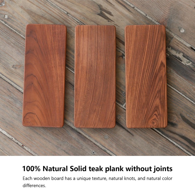 SINOKF 12.6"x5" Solid Teak Wood Riser & Tray - Farmhouse