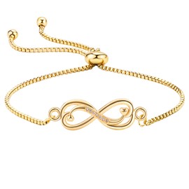 Women's Bangle Infinity Symbol Bracelet Bangle: Heart Charm Zircon Accessory Cute Female Jewelry Girls Stainless Steel Texture Daily Present for Her - Valentine's Day Christmas, Stainless Steel