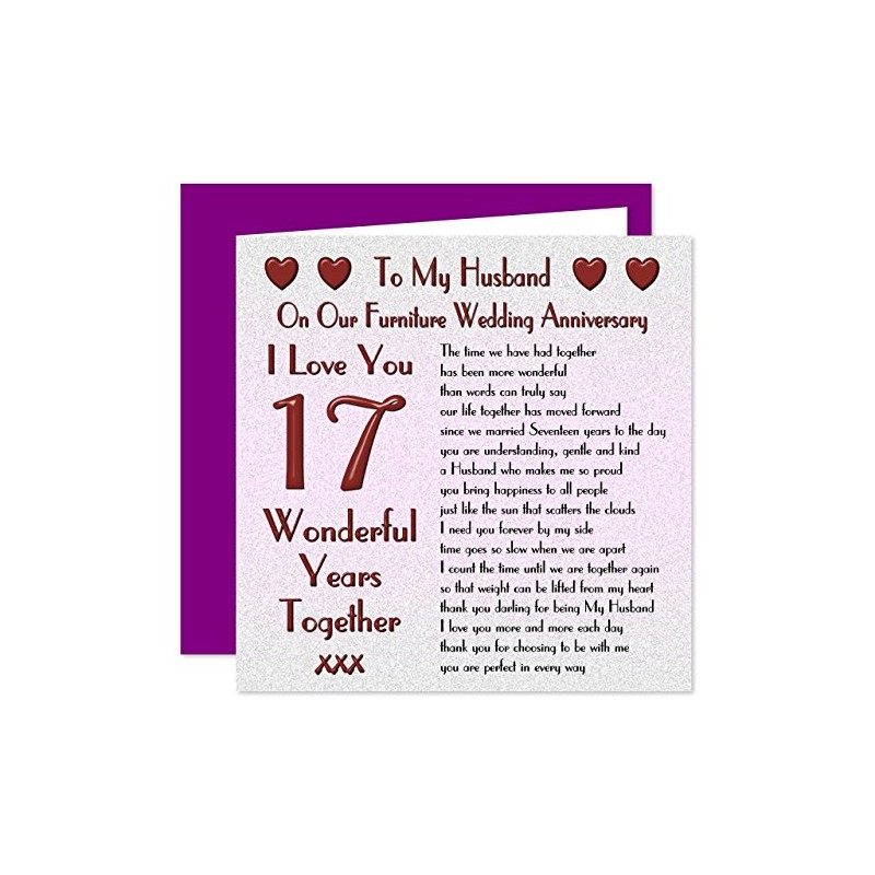 My Husband 17th Wedding Anniversary Card - On Our Furniture